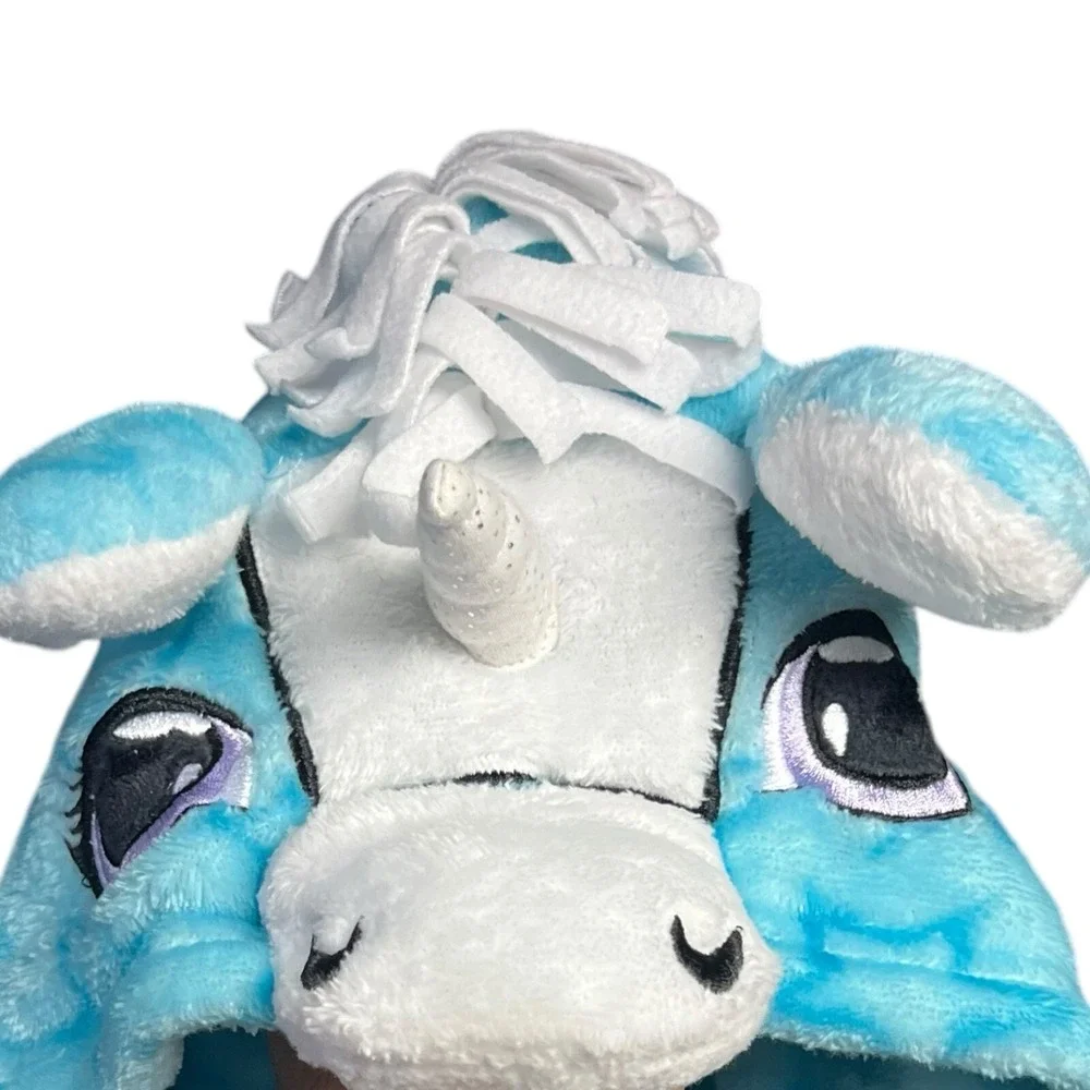 Jellifish Kids Girls XL 14/16‎ Blue Unicorn Hooded Plush Star Bath Robe Cozy